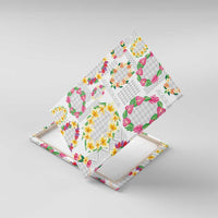 Hawaiian Kakau Tattoo Leis and Palaka Pattern Canvas Wall Art Traditional Aloha Tribal White Color