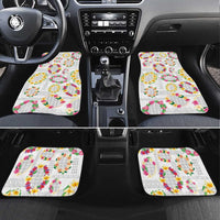 Hawaiian Kakau Tattoo Leis and Palaka Pattern Car Mats Traditional Aloha Tribal White Color LT03 Set 4pcs White - Polynesian Pride