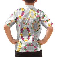 Hawaiian Kakau Tattoo Leis and Palaka Pattern Family Matching Long Sleeve Bodycon Dress and Hawaiian Shirt Traditional Aloha Tribal White Color