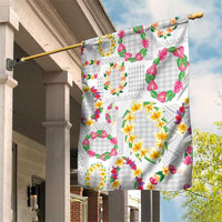 Hawaiian Kakau Tattoo Leis and Palaka Pattern Garden Flag Traditional Aloha Tribal White Color LT03 House Flag White - Polynesian Pride
