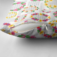 Hawaiian Kakau Tattoo Leis and Palaka Pattern Pillow Cover Traditional Aloha Tribal White Color LT03 - Polynesian Pride