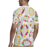 Hawaiian Kakau Tattoo Leis and Palaka Pattern Rugby Jersey Traditional Aloha Tribal White Color