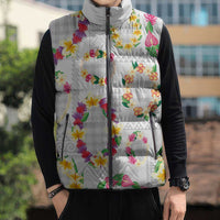 Hawaiian Kakau Tattoo Leis and Palaka Pattern Sleeveless Puffer Jacket Traditional Aloha Tribal White Color LT03 - Polynesian Pride