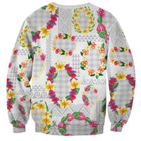 Hawaiian Kakau Tattoo Leis and Palaka Pattern Sweatshirt Traditional Aloha Tribal White Color LT03 - Polynesian Pride