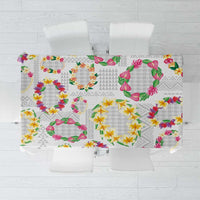 Hawaiian Kakau Tattoo Leis and Palaka Pattern Tablecloth Traditional Aloha Tribal White Color LT03 White - Polynesian Pride
