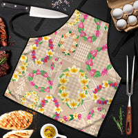 Hawaiian Kakau Tattoo Leis and Palaka Pattern Apron Traditional Aloha Tribal Beige Color LT03 Beige - Polynesian Pride