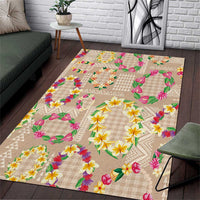 Hawaiian Kakau Tattoo Leis and Palaka Pattern Area Rug Traditional Aloha Tribal Beige Color LT03 Beige - Polynesian Pride
