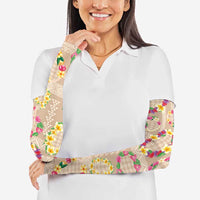 Hawaiian Kakau Tattoo Leis and Palaka Pattern Arm Sleeves Traditional Aloha Tribal Beige Color LT03 - Polynesian Pride
