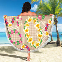 Hawaiian Kakau Tattoo Leis and Palaka Pattern Beach Blanket Traditional Aloha Tribal Beige Color LT03 - Polynesian Pride