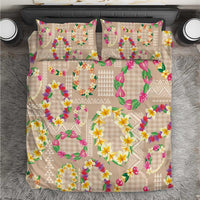 Hawaiian Kakau Tattoo Leis and Palaka Pattern Bedding Set Traditional Aloha Tribal Beige Color LT03 Beige - Polynesian Pride