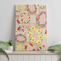 Hawaiian Kakau Tattoo Leis and Palaka Pattern Canvas Wall Art Traditional Aloha Tribal Beige Color LT03 - Polynesian Pride