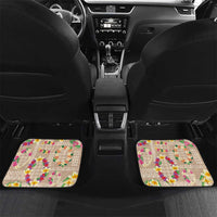 Hawaiian Kakau Tattoo Leis and Palaka Pattern Car Mats Traditional Aloha Tribal Beige Color LT03 Set 2pcs - Back Beige - Polynesian Pride