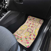 Hawaiian Kakau Tattoo Leis and Palaka Pattern Car Mats Traditional Aloha Tribal Beige Color LT03 - Polynesian Pride