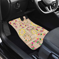 Hawaiian Kakau Tattoo Leis and Palaka Pattern Car Mats Traditional Aloha Tribal Beige Color LT03 - Polynesian Pride