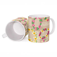Hawaiian Kakau Tattoo Leis and Palaka Pattern Ceramic Mug Traditional Aloha Tribal Beige Color LT03 - Polynesian Pride
