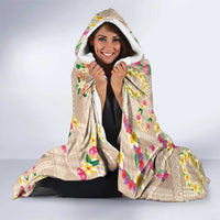 Hawaiian Kakau Tattoo Leis and Palaka Pattern Hooded Blanket Traditional Aloha Tribal Beige Color LT03 - Polynesian Pride