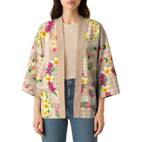 Hawaiian Kakau Tattoo Leis and Palaka Pattern Kimono Traditional Aloha Tribal Beige Color LT03 - Polynesian Pride