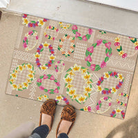 Hawaiian Kakau Tattoo Leis and Palaka Pattern Rubber Doormat Traditional Aloha Tribal Beige Color LT03 - Polynesian Pride