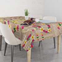 Hawaiian Kakau Tattoo Leis and Palaka Pattern Tablecloth Traditional Aloha Tribal Beige Color LT03 - Polynesian Pride