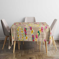 Hawaiian Kakau Tattoo Leis and Palaka Pattern Tablecloth Traditional Aloha Tribal Beige Color LT03 - Polynesian Pride
