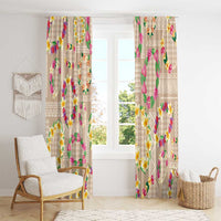 Hawaiian Kakau Tattoo Leis and Palaka Pattern Window Curtain Traditional Aloha Tribal Beige Color LT03 - Polynesian Pride
