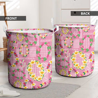 Hawaiian Leis Laundry Basket Kakau Tattoos and Palaka Pastel Pink Color LT03 - Polynesian Pride