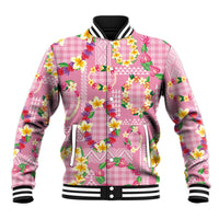 Hawaiian Leis Baseball Jacket Kakau Tattoos and Palaka Pastel Pink Color LT03 Unisex Pink - Polynesian Pride