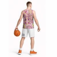 Hawaiian Leis Basketball Jersey Kakau Tattoos and Palaka Pastel Pink Color