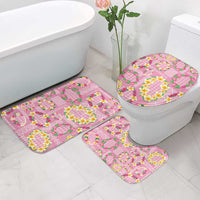 Hawaiian Leis Bathroom Set Kakau Tattoos and Palaka Pastel Pink Color LT03 - Polynesian Pride
