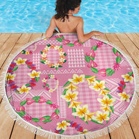 Hawaiian Leis Beach Blanket Kakau Tattoos and Palaka Pastel Pink Color LT03 - Polynesian Pride
