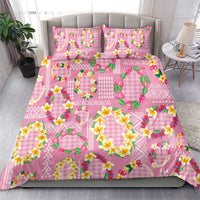Hawaiian Leis Bedding Set Kakau Tattoos and Palaka Pastel Pink Color LT03 - Polynesian Pride