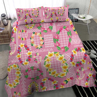 Hawaiian Leis Bedding Set Kakau Tattoos and Palaka Pastel Pink Color LT03 - Polynesian Pride