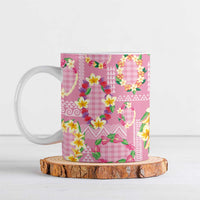 Hawaiian Leis Ceramic Mug Kakau Tattoos and Palaka Pastel Pink Color LT03 Pink - Polynesian Pride