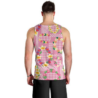 Hawaiian Leis Men Tank Top Kakau Tattoos and Palaka Pastel Pink Color LT03 - Polynesian Pride
