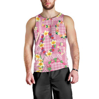 Hawaiian Leis Men Tank Top Kakau Tattoos and Palaka Pastel Pink Color LT03 - Polynesian Pride