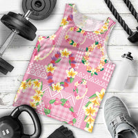 Hawaiian Leis Men Tank Top Kakau Tattoos and Palaka Pastel Pink Color LT03 - Polynesian Pride