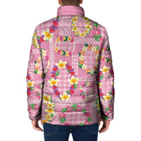 Hawaiian Leis Padded Jacket Kakau Tattoos and Palaka Pastel Pink Color LT03 - Polynesian Pride