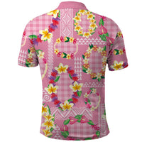 Hawaiian Leis Polo Shirt Kakau Tattoos and Palaka Pastel Pink Color LT03 - Polynesian Pride