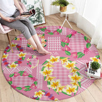 Hawaiian Leis Round Carpet Kakau Tattoos and Palaka Pastel Pink Color LT03 - Polynesian Pride