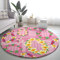 Hawaiian Leis Round Carpet Kakau Tattoos and Palaka Pastel Pink Color LT03 - Polynesian Pride