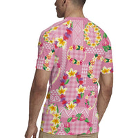 Hawaiian Leis Rugby Jersey Kakau Tattoos and Palaka Pastel Pink Color LT03 - Polynesian Pride