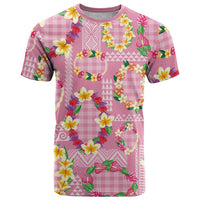 Hawaiian Leis T Shirt Kakau Tattoos and Palaka Pastel Pink Color LT03 Pink - Polynesian Pride