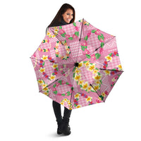 Hawaiian Leis Umbrella Kakau Tattoos and Palaka Pastel Pink Color LT03 - Polynesian Pride