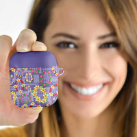 Hawaiian Leis AirPods Case Kakau Tattoos and Palaka Pastel Purple Color LT03 - Polynesian Pride