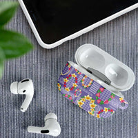 Hawaiian Leis AirPods Case Kakau Tattoos and Palaka Pastel Purple Color LT03 - Polynesian Pride