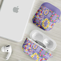 Hawaiian Leis AirPods Case Kakau Tattoos and Palaka Pastel Purple Color LT03 - Polynesian Pride