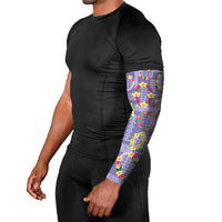 Hawaiian Leis Arm Sleeves Kakau Tattoos and Palaka Pastel Purple Color LT03 - Polynesian Pride