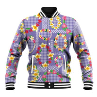 Hawaiian Leis Baseball Jacket Kakau Tattoos and Palaka Pastel Purple Color LT03 Unisex Purple - Polynesian Pride