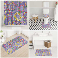 Hawaiian Leis Bathroom Set Kakau Tattoos and Palaka Pastel Purple Color LT03 - Polynesian Pride