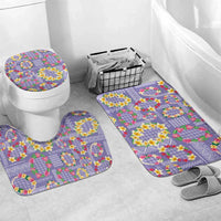 Hawaiian Leis Bathroom Set Kakau Tattoos and Palaka Pastel Purple Color LT03 Mat Set Only (3 pcs) One Size Purple - Polynesian Pride